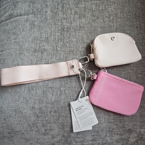 lululemon athletica Pink and Cream Dual Pouch Wristlet